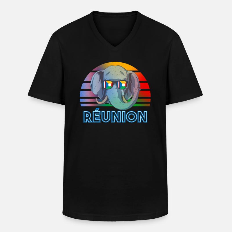 Réunion - Männer-T-Shirt mit V-Ausschnitt - Schwarz