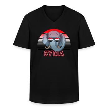 Syrie - T-shirt col V Homme - noir - Devant - AI Model Male 178 dark (178cm)