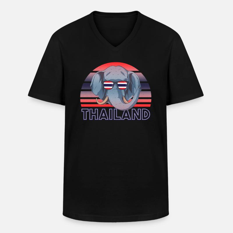 Thailand - Männer-T-Shirt mit V-Ausschnitt - Schwarz