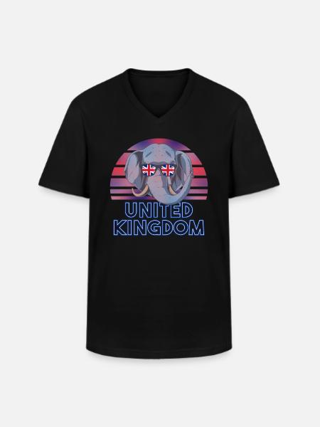 Royaume-Uni - T-shirt col V Homme - noir