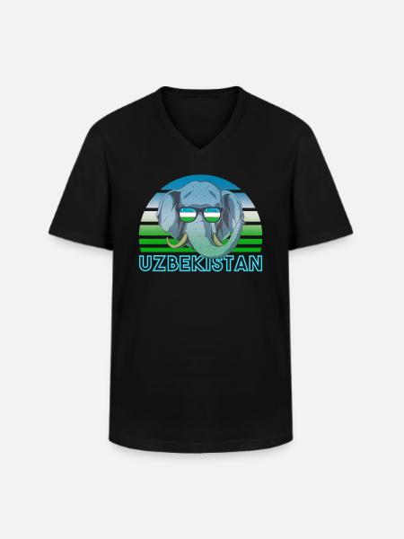 Ouzbékistan - T-shirt col V Homme - noir