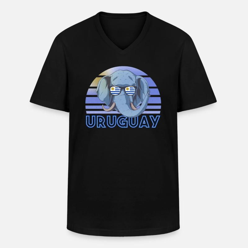 Uruguay - Männer-T-Shirt mit V-Ausschnitt - Schwarz