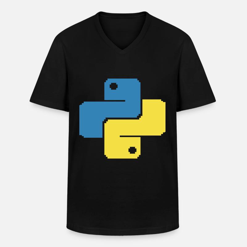 Python Pixelart - Männer-T-Shirt mit V-Ausschnitt - Schwarz