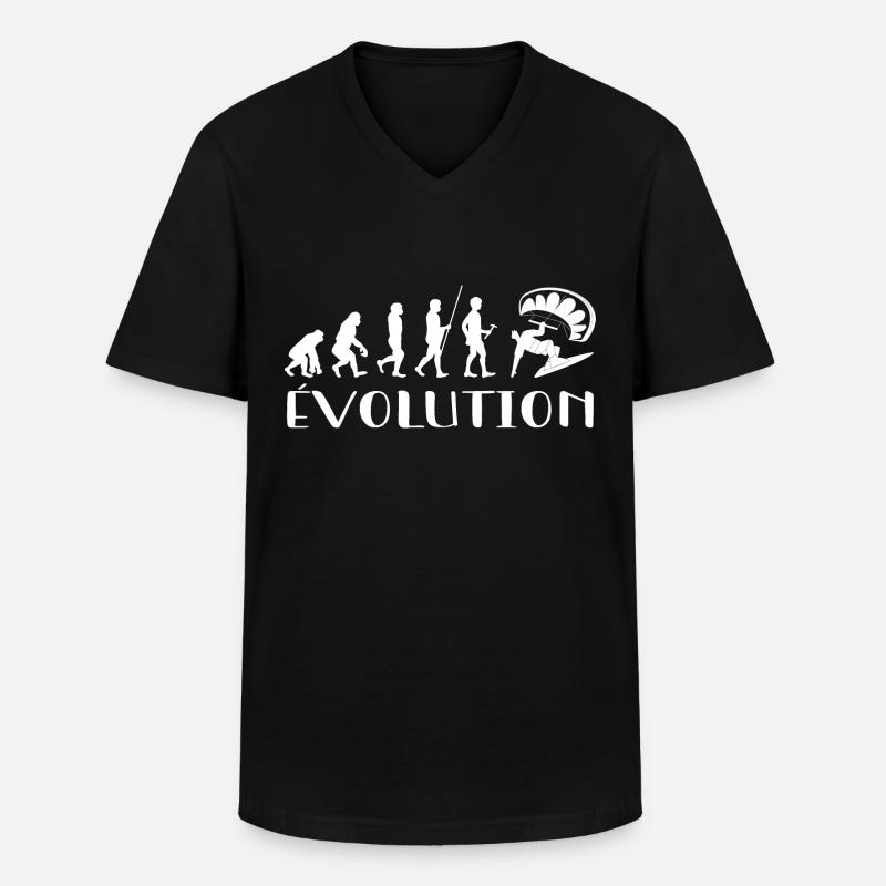 Evolution Vom Affen zum Surfer - Männer-T-Shirt mit V-Ausschnitt - Schwarz