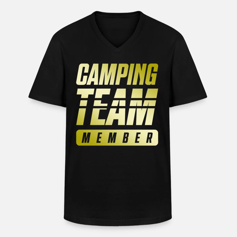 Camping Team - Männer-T-Shirt mit V-Ausschnitt - Schwarz