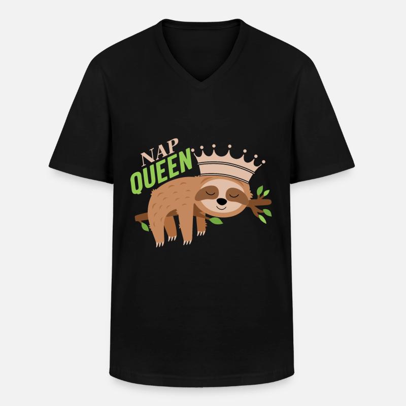 Nap Queen - Männer-T-Shirt mit V-Ausschnitt - Schwarz