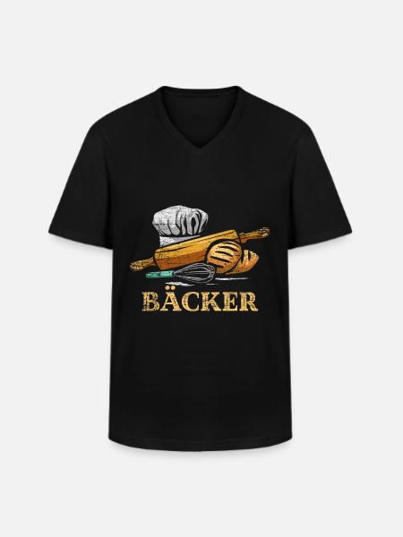 Baker baking - Men's V-Neck T-Shirt - black