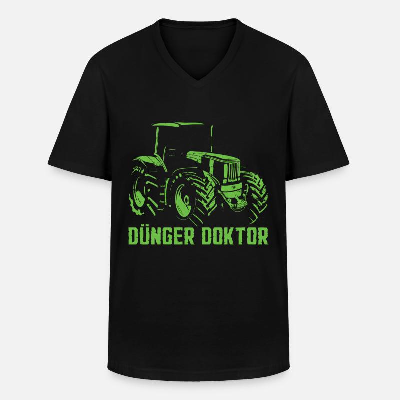 Dünger Traktor - Männer-T-Shirt mit V-Ausschnitt - Schwarz