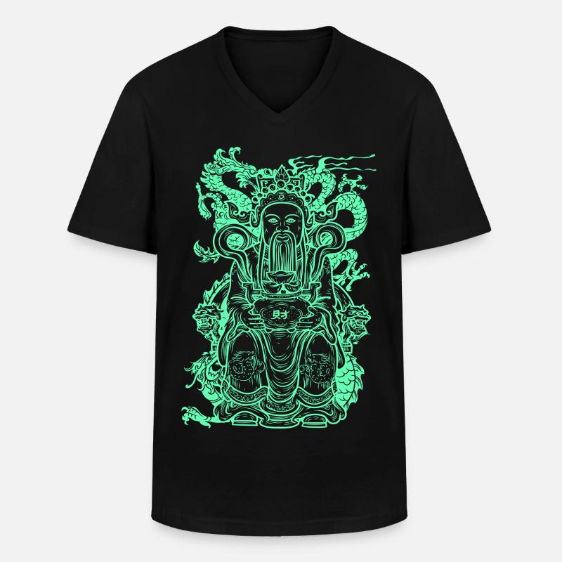 Buddha Figur - Männer-T-Shirt mit V-Ausschnitt - Schwarz