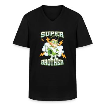 Cool Super Brother Big Bro Famille frères et sœurs d'abord - T-shirt col V Homme - noir - Devant - AI Model Male 178 dark (178cm)