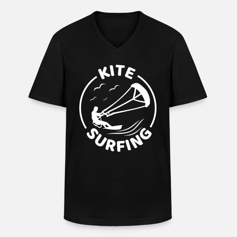 Kite Surfing - Kitesurfen - Männer-T-Shirt mit V-Ausschnitt - Schwarz