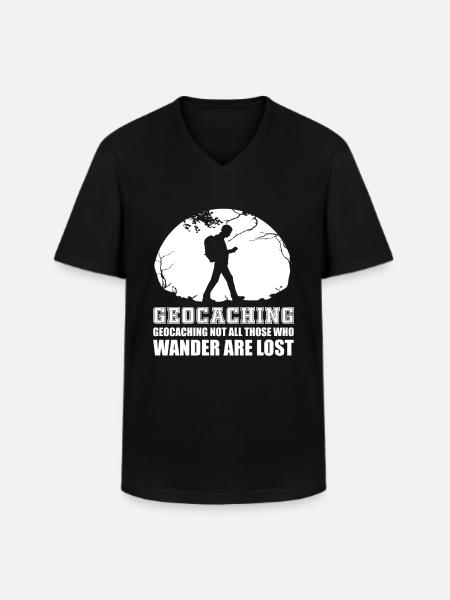 Geocaching - Männer-T-Shirt mit V-Ausschnitt - Schwarz