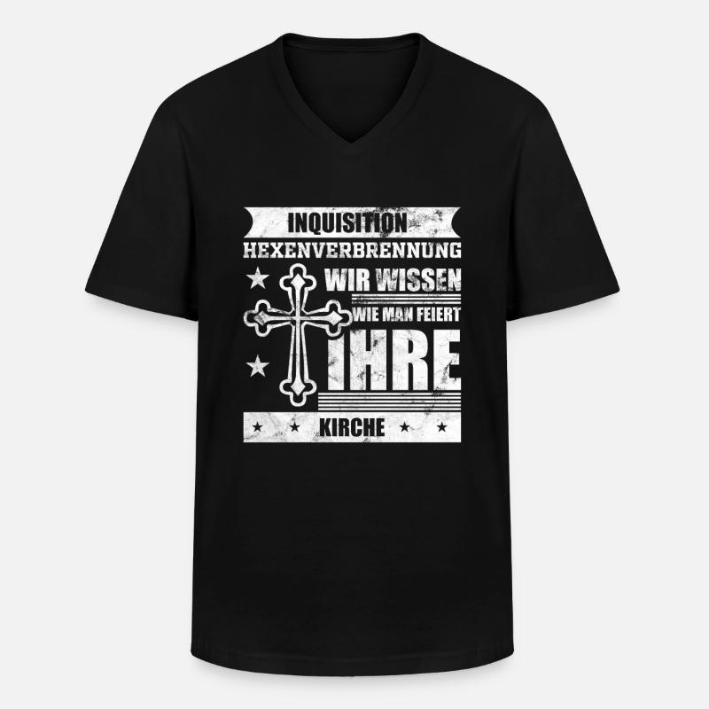 Atheist Kirche - Männer-T-Shirt mit V-Ausschnitt - Schwarz