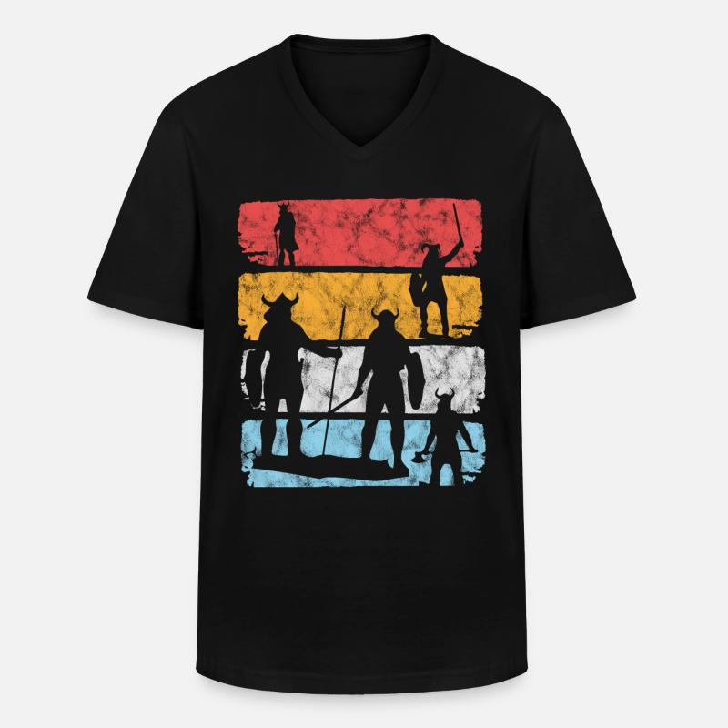 Wikinger Wikinger Wikinger - Männer-T-Shirt mit V-Ausschnitt - Schwarz