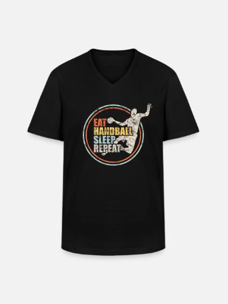 Handball Handballer Retro Geschenk - Männer-T-Shirt mit V-Ausschnitt - Schwarz