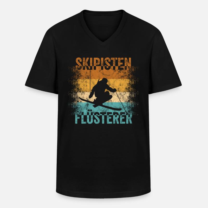 Skipisten Flüsterer Geschenk - Männer-T-Shirt mit V-Ausschnitt - Schwarz