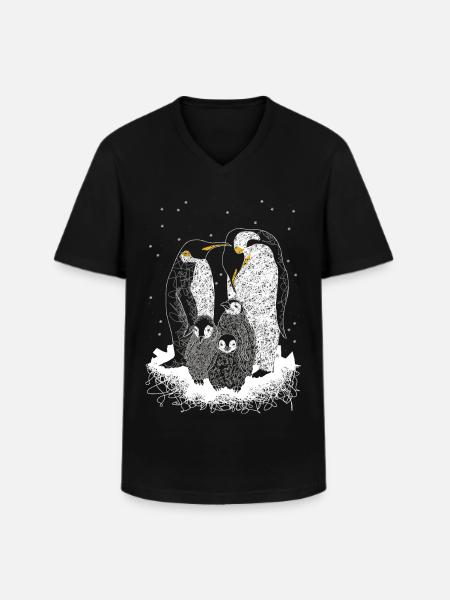 penguins - Men's V-Neck T-Shirt - black