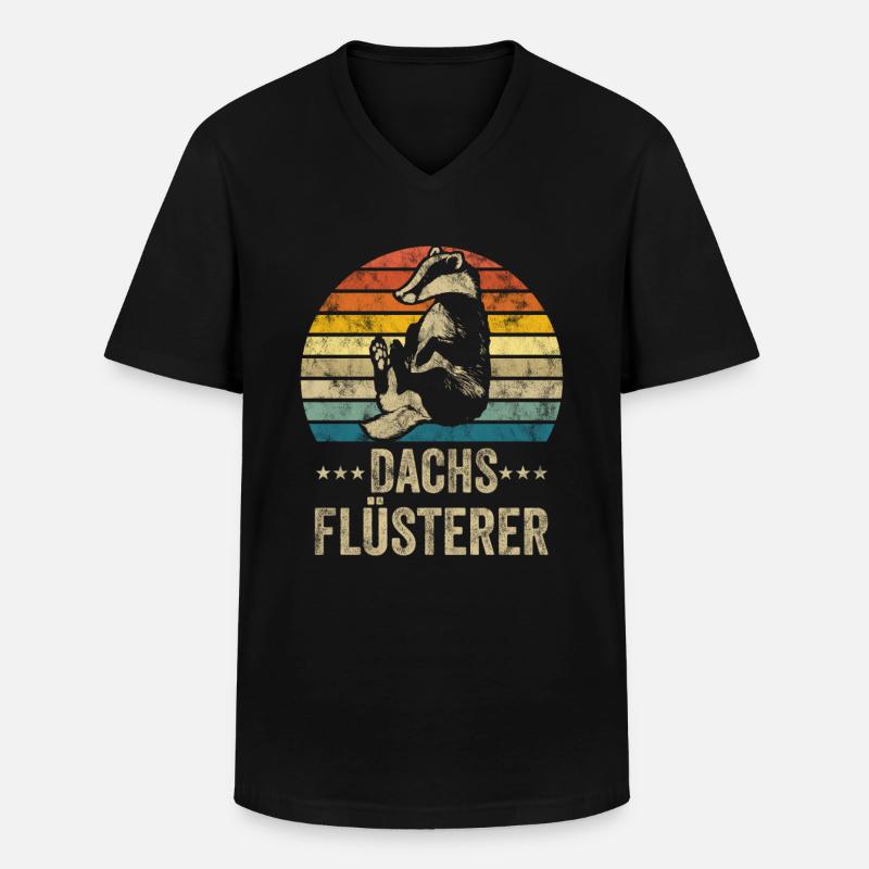 Dachs Flüsterer - Männer-T-Shirt mit V-Ausschnitt - Schwarz