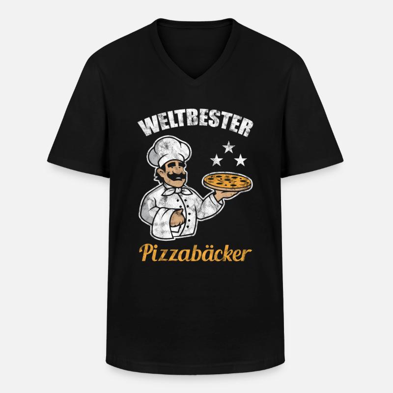 Weltbester Pizzabäcker Geschenkidee - Männer-T-Shirt mit V-Ausschnitt - Schwarz