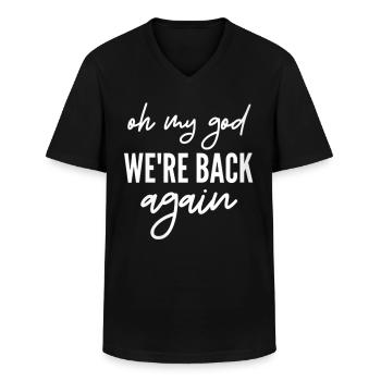 womens 90s music boy band backstreet tee oh my god - Männer-T-Shirt mit V-Ausschnitt - Schwarz - Vorne - AI Model Male 178 dark (178cm)