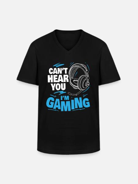 Kan ikke høre dig Jeg gaming hovedtelefon Gamer Gave - Klassisk herre T-shirt med V-udskæring - sort