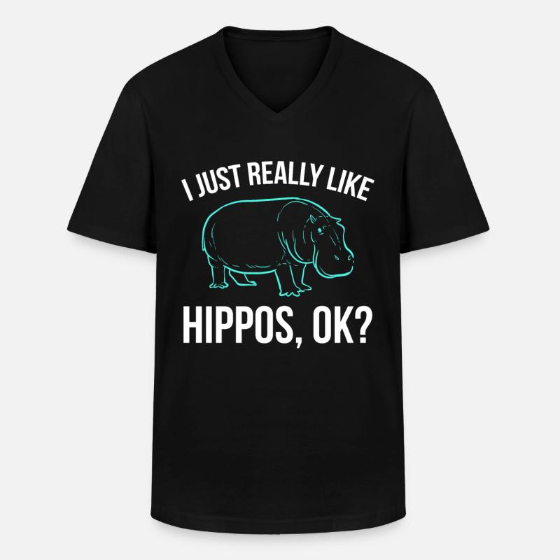 Flusspferde Nilpferd Großflusspferd Hippopotamus - Männer-T-Shirt mit V-Ausschnitt - Schwarz
