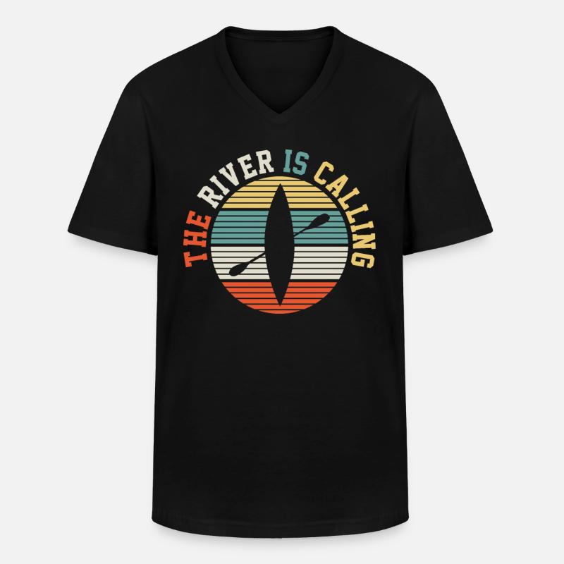 KAYAK Kanu Paddeln - Männer-T-Shirt mit V-Ausschnitt - Schwarz
