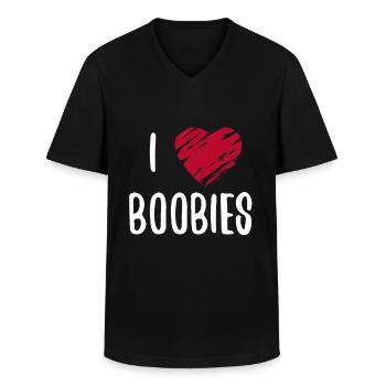 I Love Boobies Boobs - T-shirt col V Homme - noir - Devant - AI Model Male 178 dark (178cm)