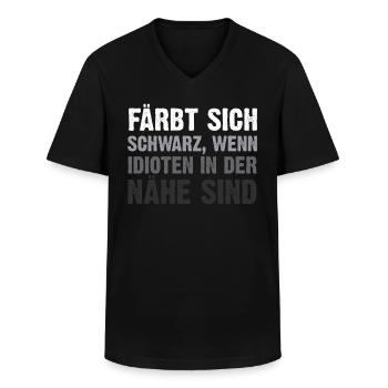 Färbt Sich Schwarz Bei Idioten - Männer-T-Shirt mit V-Ausschnitt - Schwarz - Vorne - AI Model Male 178 dark (178cm)