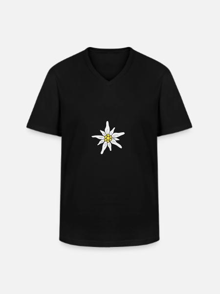 Edelweiss / mountain flower hand drawn - Men's V-Neck T-Shirt - black
