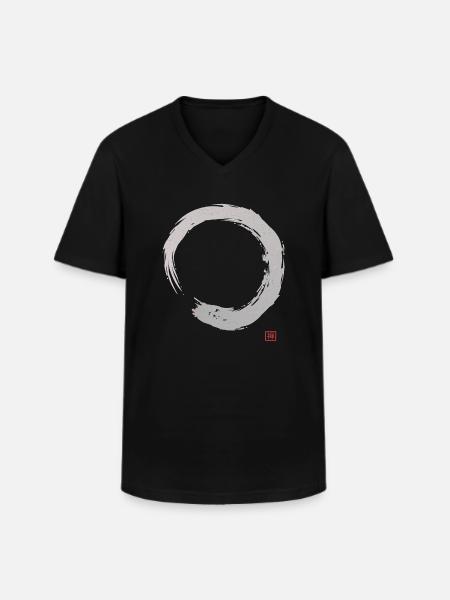 Calligraphy Enso Circle | Zen Buddhism - Men's V-Neck T-Shirt - black