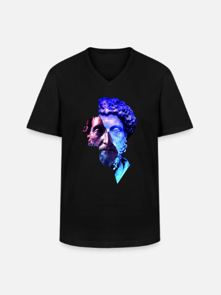Stoicyzm Marcus Aurelius Purple Uniwersum Artwork - Klasyczna koszulka męska z dekoltem w serek - czarny