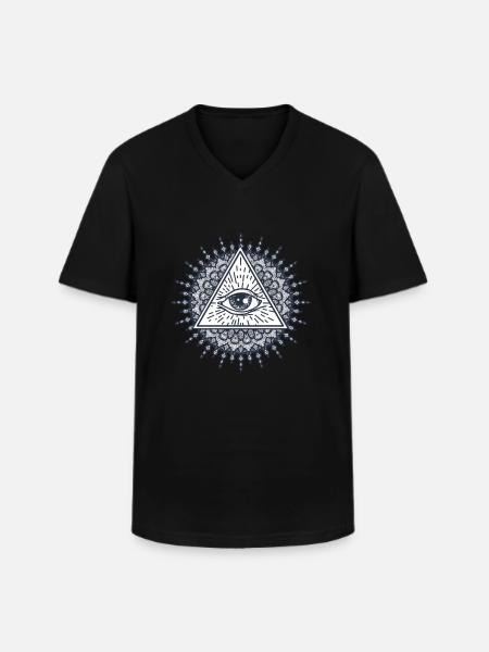 Illuminati Conspiracy Masonic Triangle Mandala - Men's V-Neck T-Shirt - black