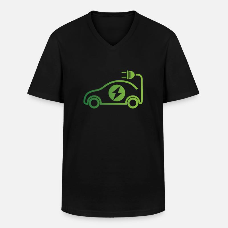 Auto Elettrica Auto Veicolo Auto Ecar Charge - Maglietta da uomo classica con scollo a V - nero