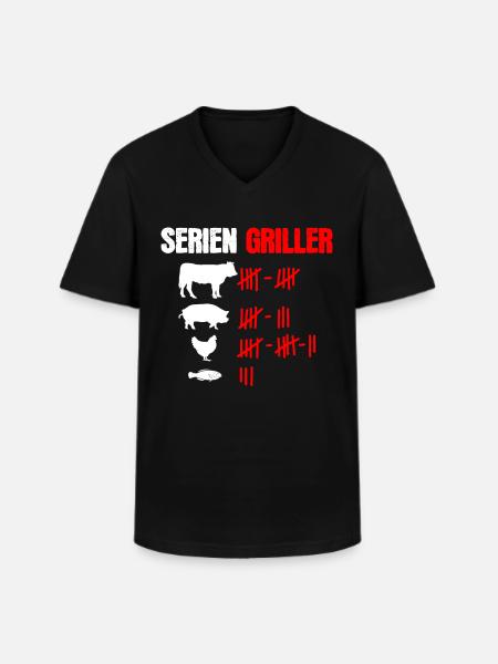 Serien Griller Lustiges Griller - Männer-T-Shirt mit V-Ausschnitt - Schwarz