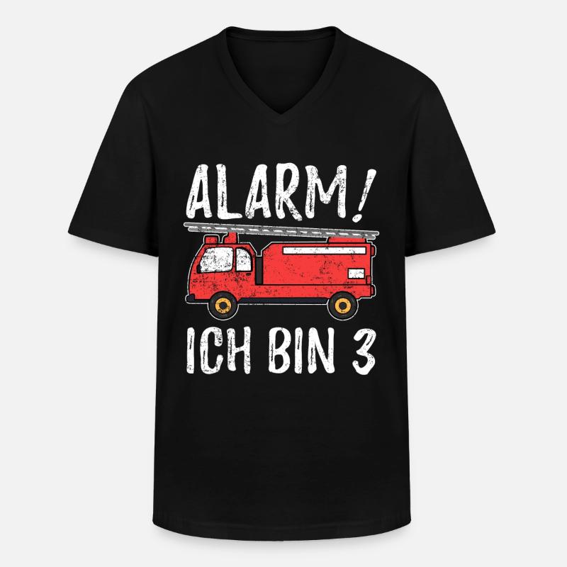 Alarm Ich Bin 3 Feuerwehr - Männer-T-Shirt mit V-Ausschnitt - Schwarz