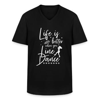 Life Is Better Line Dance Line Dancing Country - Men's V-Neck T-Shirt - black - Front - AI Model Male 178 dark (178cm)