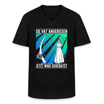 Angler Verlobung Junggesellenabschied Angeln - Männer-T-Shirt mit V-Ausschnitt - Schwarz - Vorne - AI Model Male 178 dark (178cm)