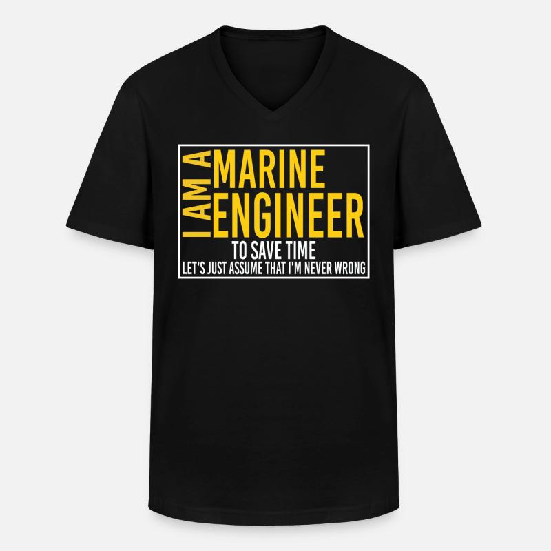 Marine engineer -funny electrical engineer - Men's V-Neck T-Shirt - black