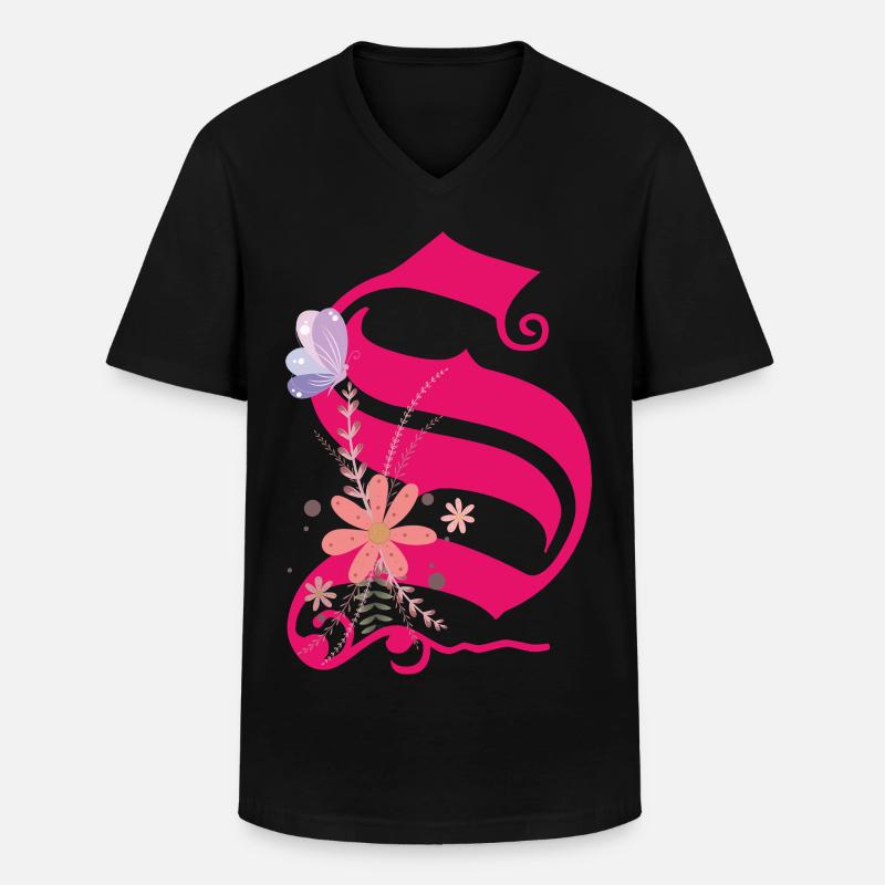 Buchstabe S - Männer-T-Shirt mit V-Ausschnitt - Schwarz
