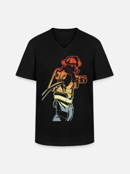 Fireman - Men's V-Neck T-Shirt - black