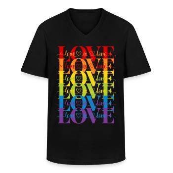liefde is liefde - Klassiek mannen T-shirt met V-hals - zwart - Voor - AI Model Male 178 dark (178cm)