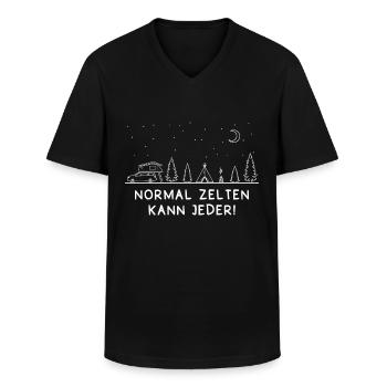 Normal Zelten Kann Jeder Dachzelten Camping Spruch - Männer-T-Shirt mit V-Ausschnitt - Schwarz - Vorne - AI Model Male 178 dark (178cm)