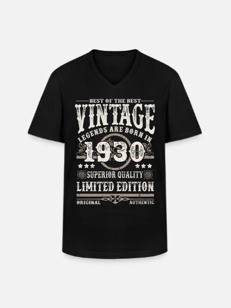 Legenden werden 1930 geboren - Männer-T-Shirt mit V-Ausschnitt - Schwarz