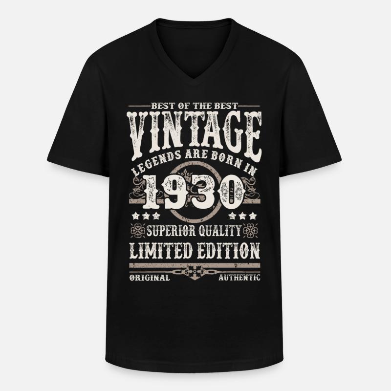 Legenden werden 1930 geboren - Männer-T-Shirt mit V-Ausschnitt - Schwarz