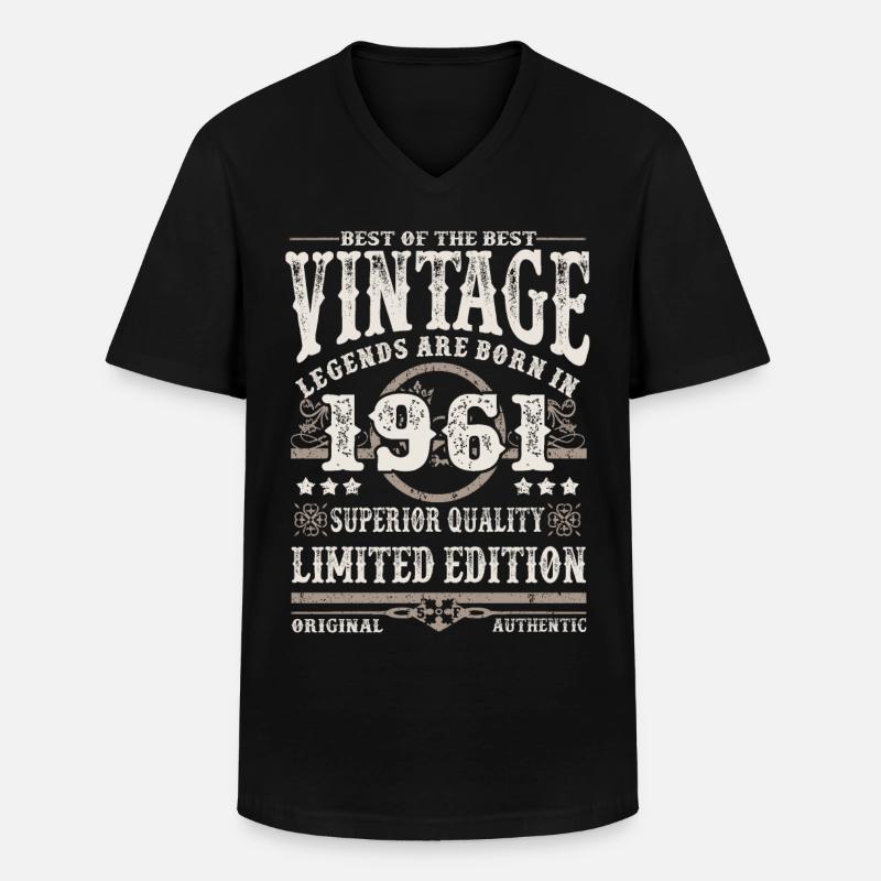 Legenden werden 1961 geboren - Männer-T-Shirt mit V-Ausschnitt - Schwarz