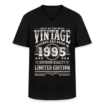 Legenden werden 1995 geboren - Männer-T-Shirt mit V-Ausschnitt - Schwarz - Vorne - AI Model Male 178 dark (178cm)