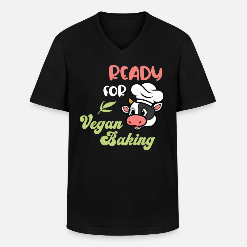 Ready for Vegan Baking - Männer-T-Shirt mit V-Ausschnitt - Schwarz