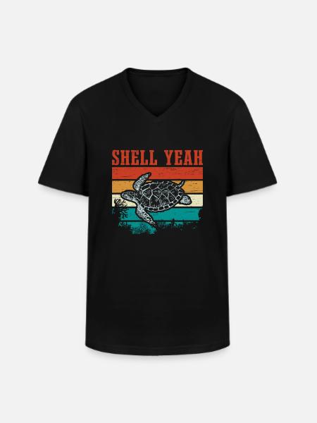 Turtle Retro Turtle Saying Funny - Men's V-Neck T-Shirt - black