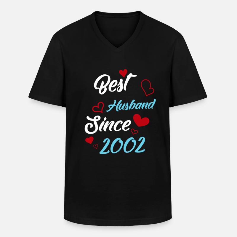 Bester Ehemann seit 2002 Hochzeit - Männer-T-Shirt mit V-Ausschnitt - Schwarz
